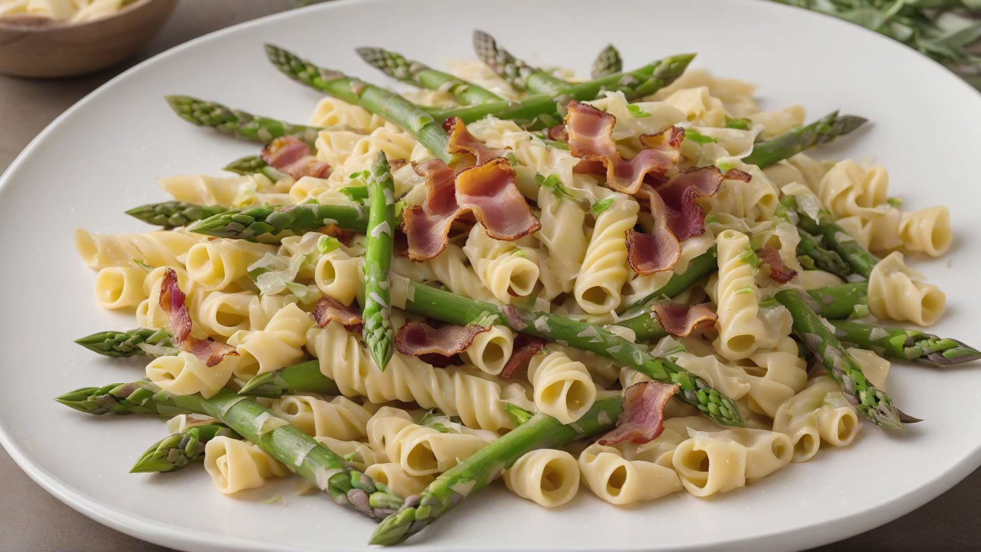 Pasta con asparagi e pancetta